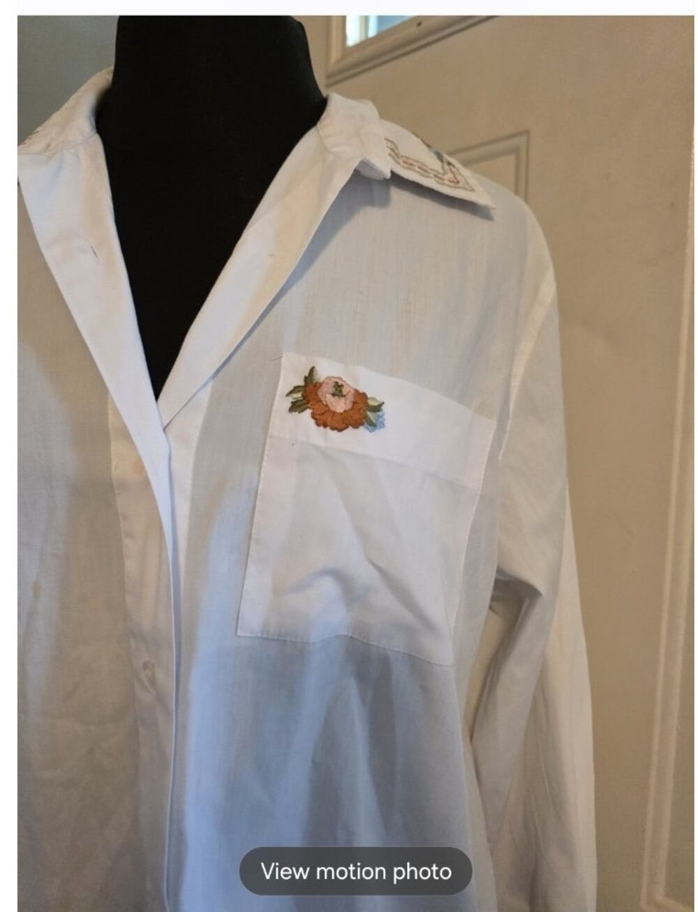 Vtg White Floral Embroidered Button Up Top Ashley Hill Size M Coquette Cottage